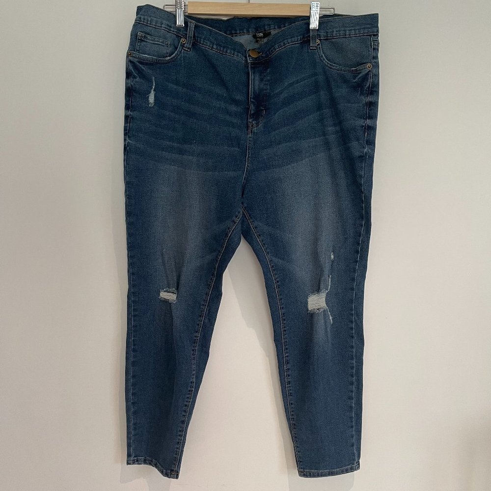 George Women High Rise Blue Distressed Denim Jeans Plus Size 22W
